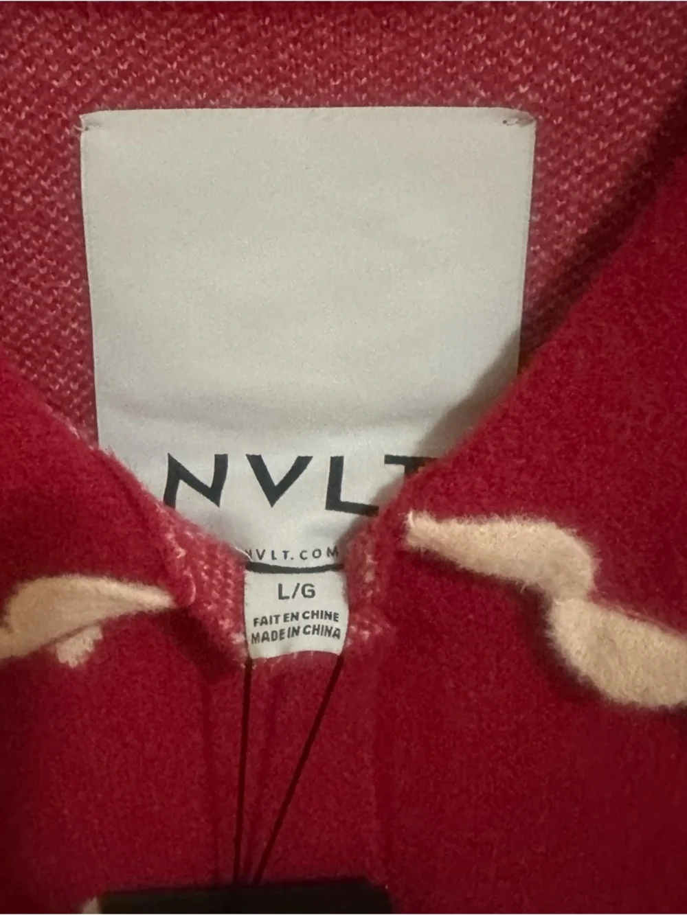 NWT Womens Anthropologie NVLT Heart Icon Knit Sweater Collared Cottagecore Red L
